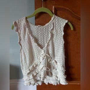 Mango Ruffle Split Front Top